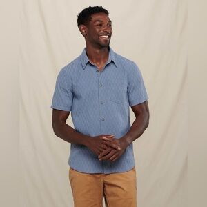 Toad & Co. Harris Short Sleeve Button Up Shirt Small Blue